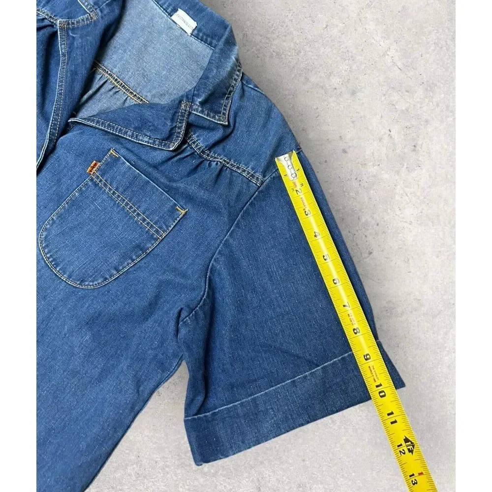RARE Vintage 70s LEVIS Denim Shirt Mens L/XL Bass Fisherman Orange Tab‎ SS